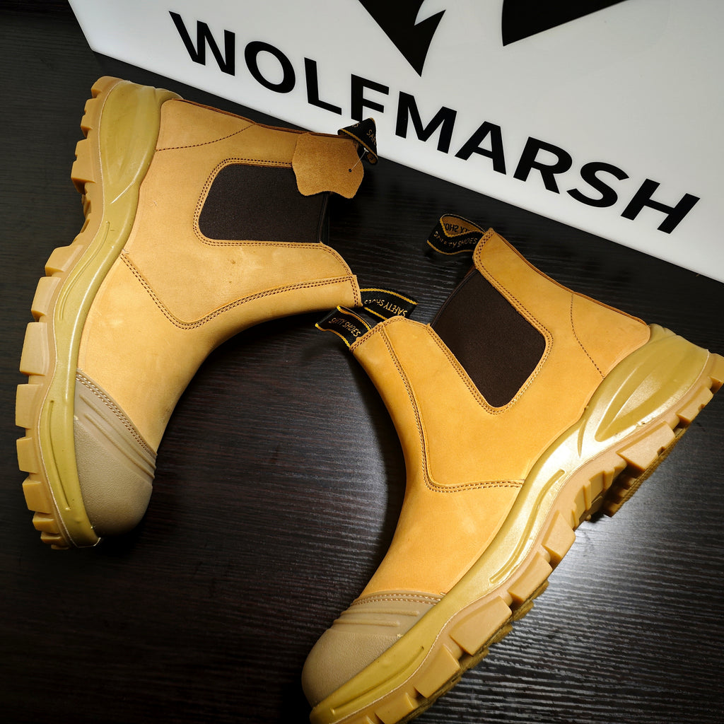 WM-AXEL 840 ST Yellow Chelsea Leather Steel Toe Safety Boots with Kevlar Midsole